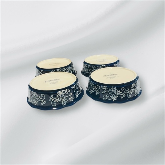Temp-Tations Presentable Ovenware Floral Lace Bowls Set Of 4 5" scalloped edges - Picture 7 of 12